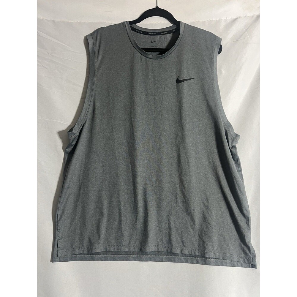 Nike Shirt Mens XL Gray Pro Dri Fit Sleeveless Running Gym Training Stretch